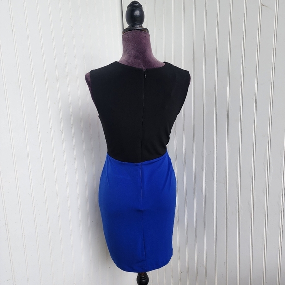CALVIN KLEIN Sheath Dress Purple Black Blue Color Block Sleeveless Sletch Sz S - Picture 5 of 12